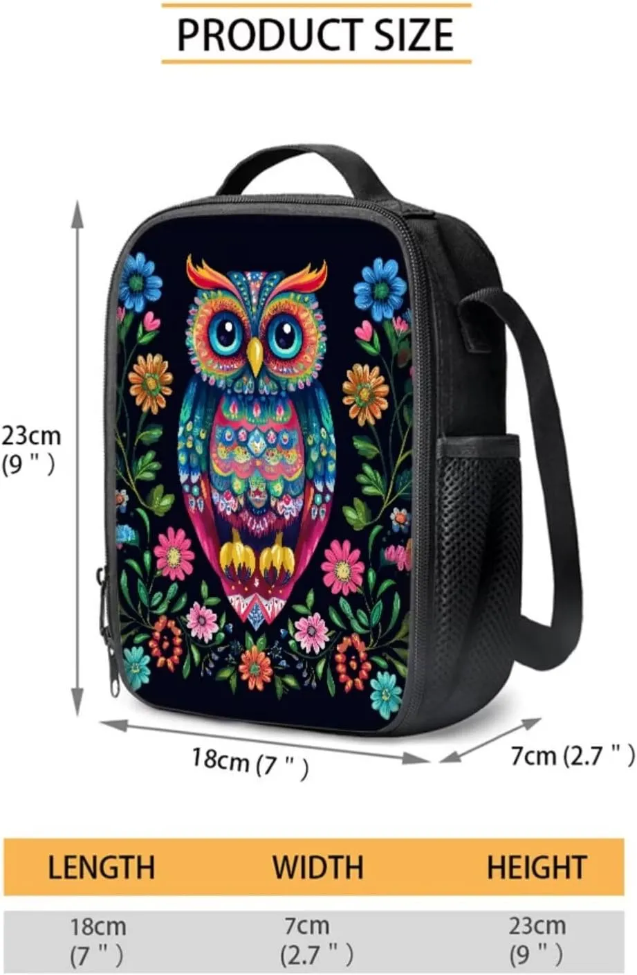 Abstract Owl Floral Print School Backpack Set for Girls Boys, Large Capacity Kids School Bag Set of 4, Boogbag with Lunch Bag Pencil Case Water Bottle Holder, Back to School Backpack Set