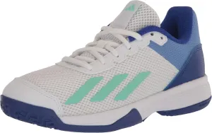 adidas Courtflash Tennis Shoe, White/Pulse Mint/Lucid Blue, 6 US Unisex Big Kid