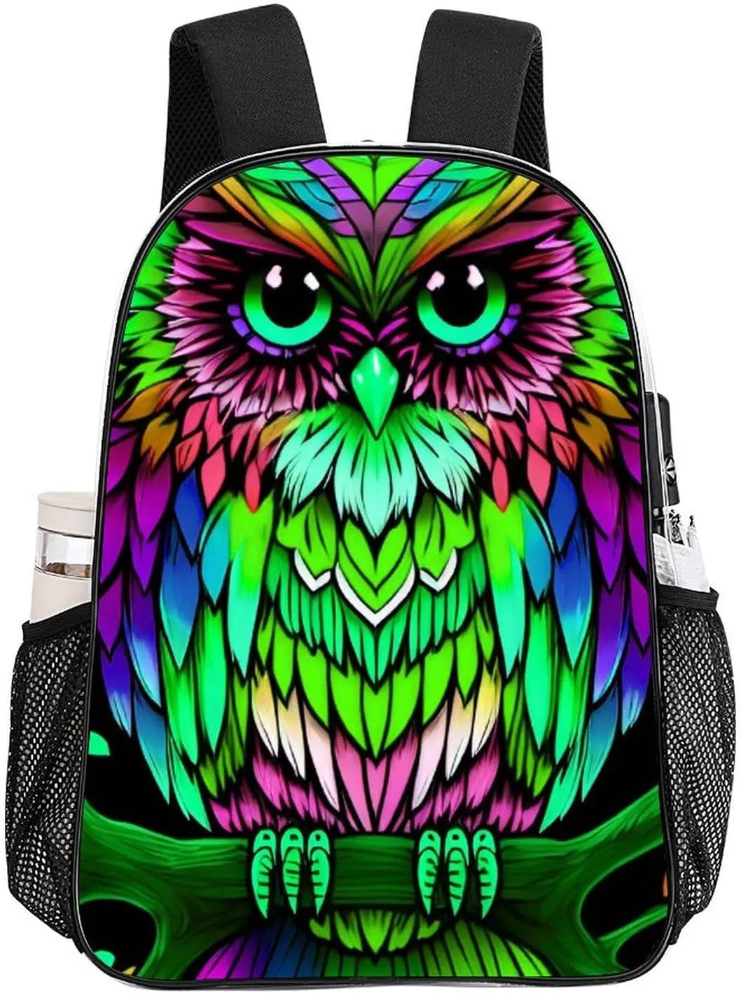 Adults Lightweight Colorful Owl Wild Bird Art Shoulder Book Bags Big Capacity Shoulder Bag Transparent Bag for Trekking Work Walking Cycling