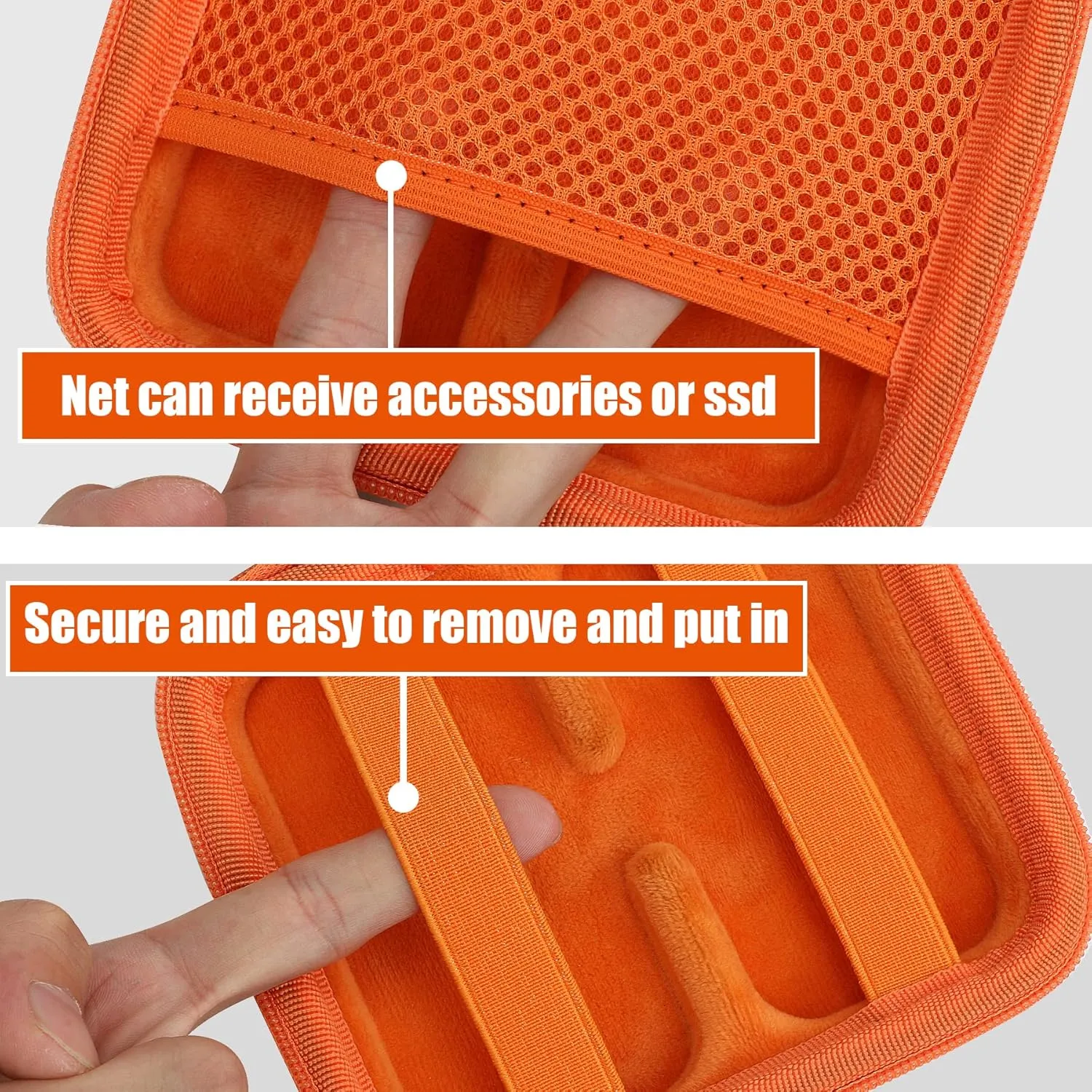 Aenllosi Hard Travel Case Replacement for SanDisk Extreme PRO SDSSDE81/SDSSDE80 / Extreme SDSSDE61 Portable 500GB/1/2/4 TB SSD(Black&Orange,Only Case)