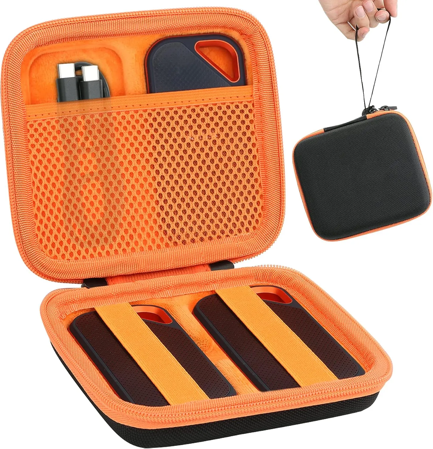 Aenllosi Hard Travel Case Replacement for SanDisk Extreme PRO SDSSDE81/SDSSDE80 / Extreme SDSSDE61 Portable 500GB/1/2/4 TB SSD(Black&Orange,Only Case)
