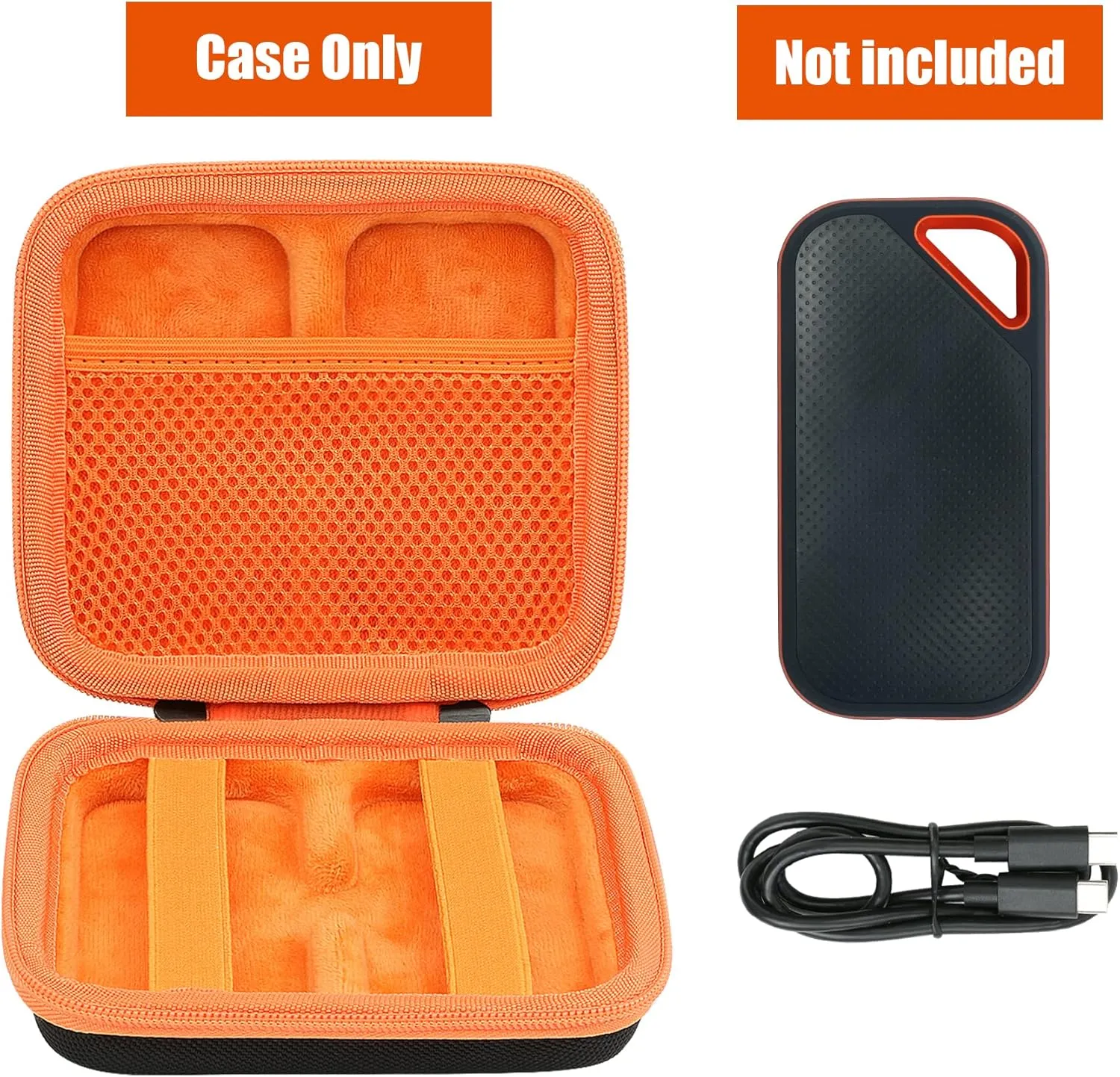 Aenllosi Hard Travel Case Replacement for SanDisk Extreme PRO SDSSDE81/SDSSDE80 / Extreme SDSSDE61 Portable 500GB/1/2/4 TB SSD(Black&Orange,Only Case)
