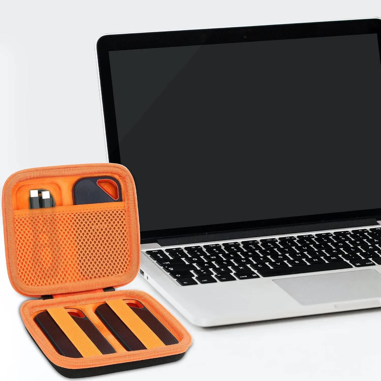 Aenllosi Hard Travel Case Replacement for SanDisk Extreme PRO SDSSDE81/SDSSDE80 / Extreme SDSSDE61 Portable 500GB/1/2/4 TB SSD(Black&Orange,Only Case)
