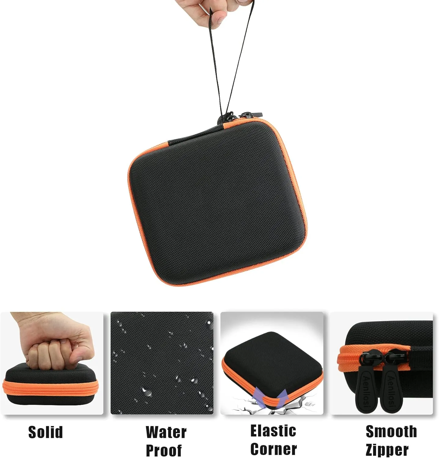 Aenllosi Hard Travel Case Replacement for SanDisk Extreme PRO SDSSDE81/SDSSDE80 / Extreme SDSSDE61 Portable 500GB/1/2/4 TB SSD(Black&Orange,Only Case)