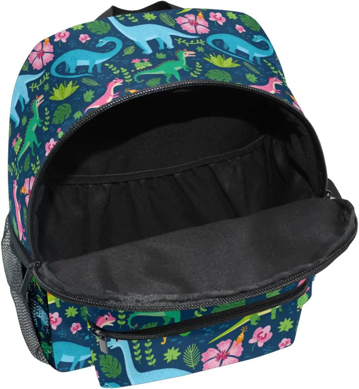 Aflyko Custom Name Dino Flower Spring Kids Backpack Personalized Daycare Bookbag Kindergarten Daypack for Toddler Girls Boys 10" × 4" × 12"