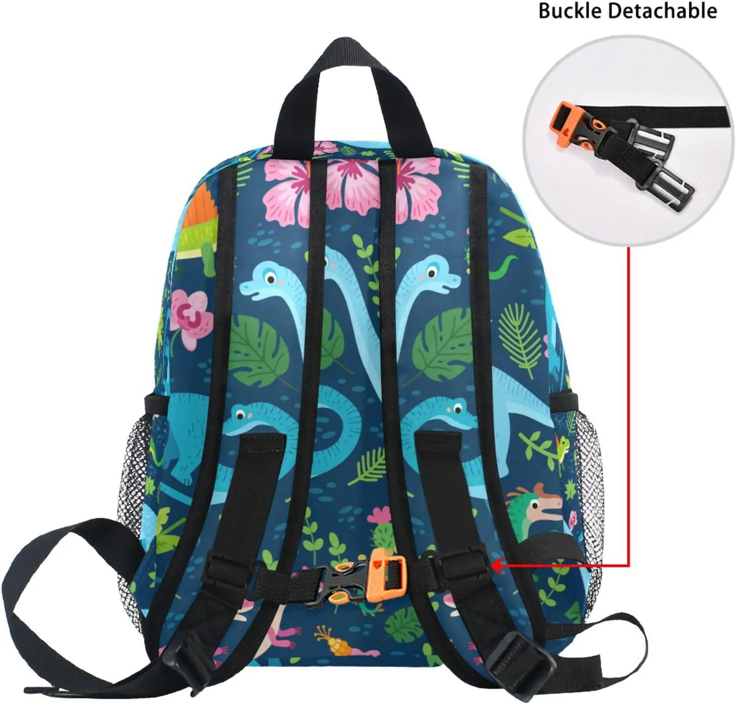 Aflyko Custom Name Dino Flower Spring Kids Backpack Personalized Daycare Bookbag Kindergarten Daypack for Toddler Girls Boys 10" × 4" × 12"