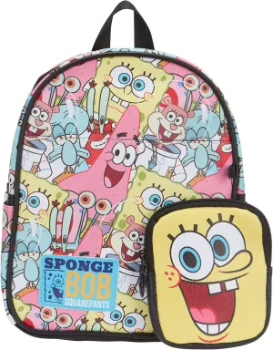 AI ACCESSORY INNOVATIONS Nickelodeon’s SpongeBob Square Pants All Over Print Faux Leather 10.5" White Women’s Mini Backpack Purse 2-Piece Set