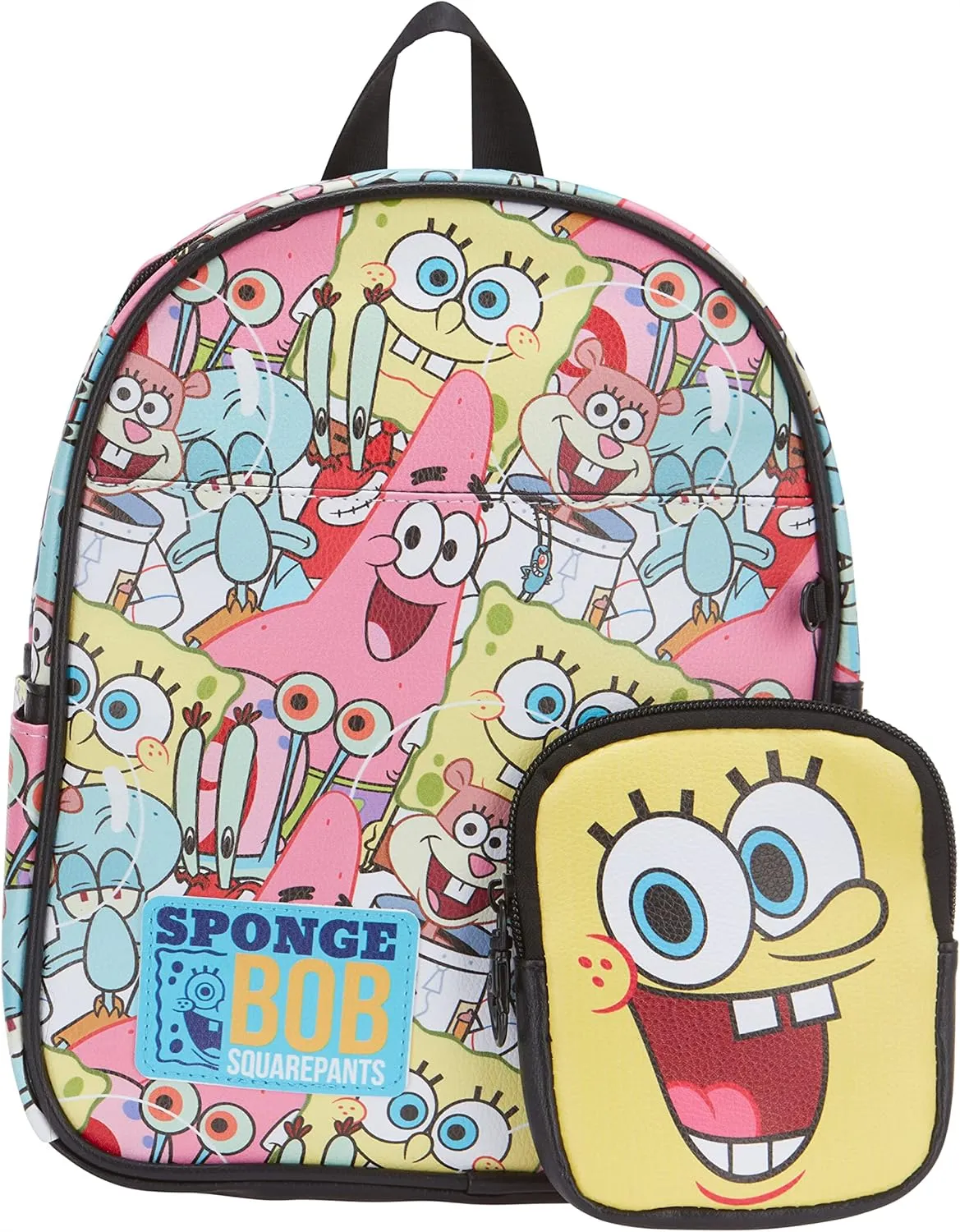 AI ACCESSORY INNOVATIONS Nickelodeon’s SpongeBob Square Pants All Over Print Faux Leather 10.5" White Women’s Mini Backpack Purse 2-Piece Set