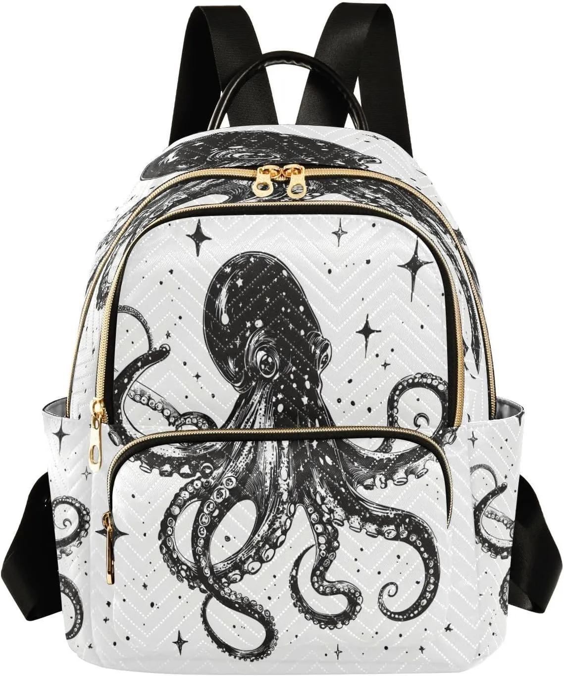 ALAZA Black Octopus Mini Backpack Purse for Women Travel Bag Lightweight Shoulder Bag Fashion Daypack35
