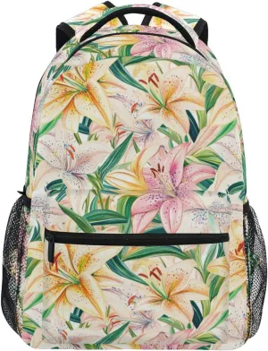 ALAZA Blooming Lilies Pattern Kids School Backpack for Boys Girls Teens Bookbag Travel Daypack Bag 16 inch
