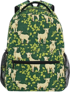 ALAZA Goat Leaf Pattern Kids School Backpack for Boys Girls Teens Bookbag Travel Daypack Bag 16 inch