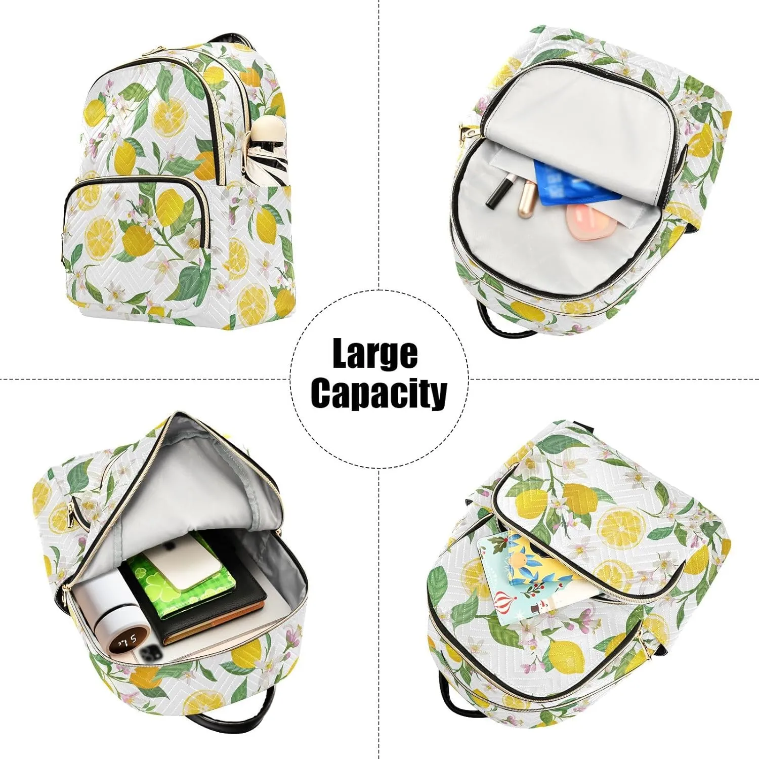 ALAZA Lemon Tropic Fruits Leaves Flowers Women Backpack Purse Shoulder Bag