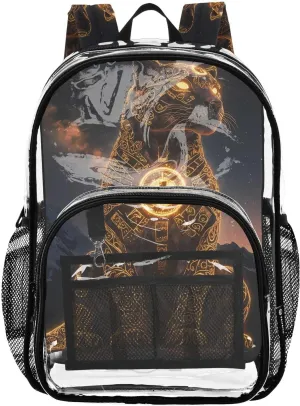 ALAZA Leopard Totem Cheetah Clear Fashion Backpack for Women Men Transparent Travel School Bag Daypack for Boys Girls