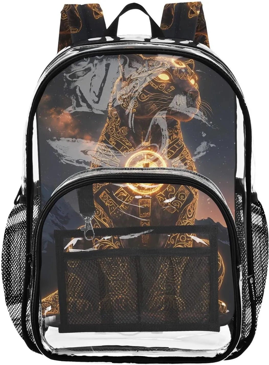 ALAZA Leopard Totem Cheetah Clear Fashion Backpack for Women Men Transparent Travel School Bag Daypack for Boys Girls