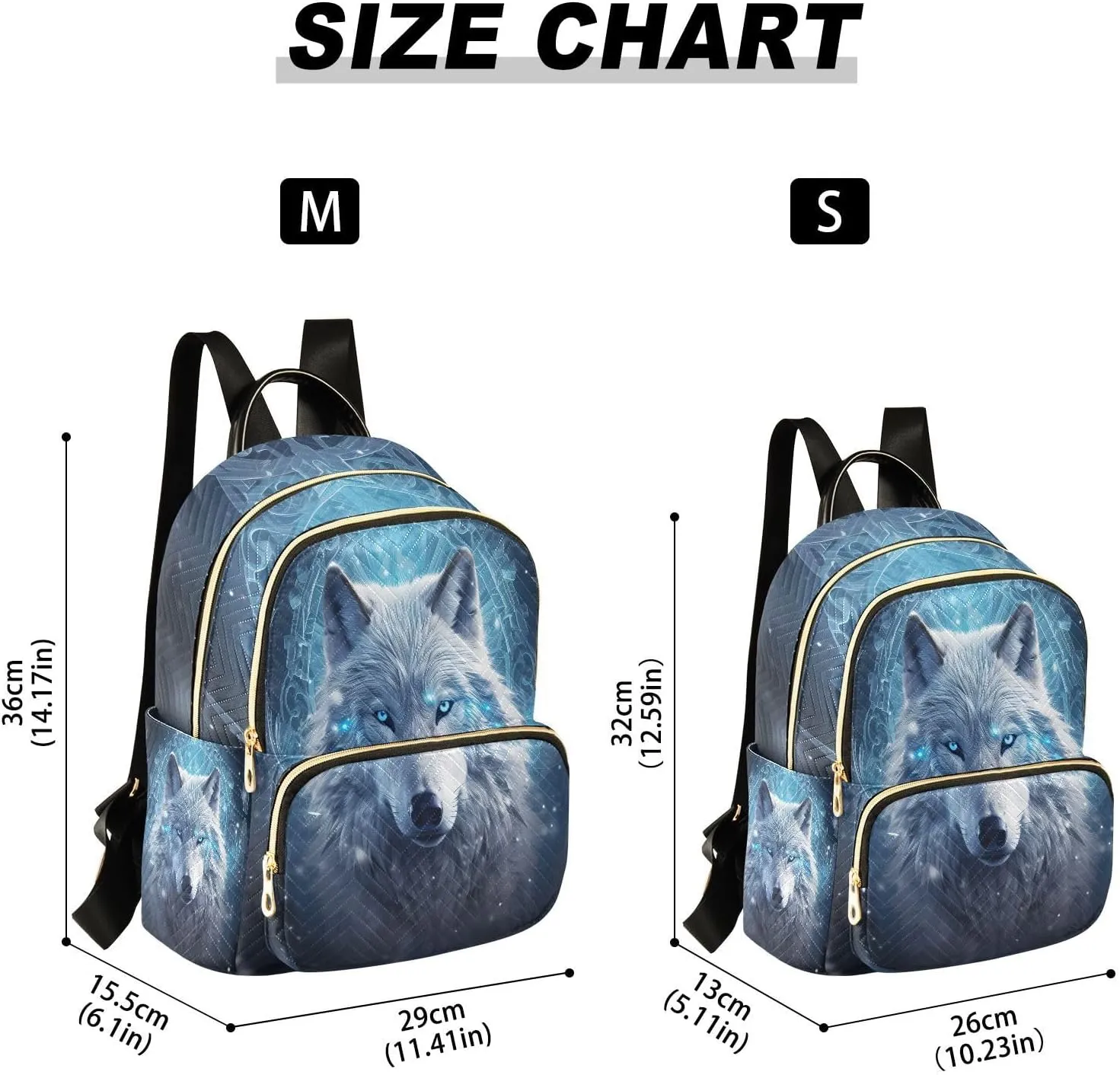ALAZA Mini Backpack for Women, Blue Wolf Travel Backpack Purse for Ladies, Small Bookbag Daypack Shoulder Bag M