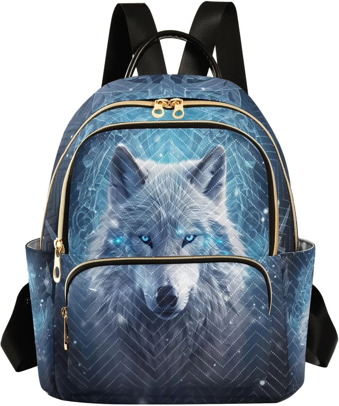 ALAZA Mini Backpack for Women, Blue Wolf Travel Backpack Purse for Ladies, Small Bookbag Daypack Shoulder Bag M