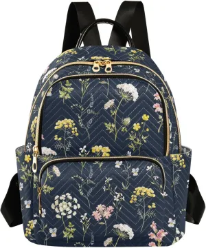 ALAZA Mini Backpack for Women, Wildflowers Tansy Pansies Travel Backpack Purse for Ladies, Small Bookbag Daypack Shoulder Bag M