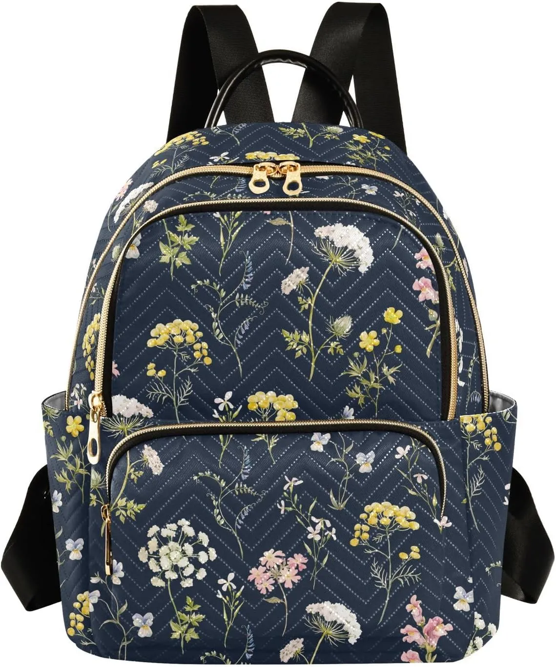 ALAZA Mini Backpack for Women, Wildflowers Tansy Pansies Travel Backpack Purse for Ladies, Small Bookbag Daypack Shoulder Bag M