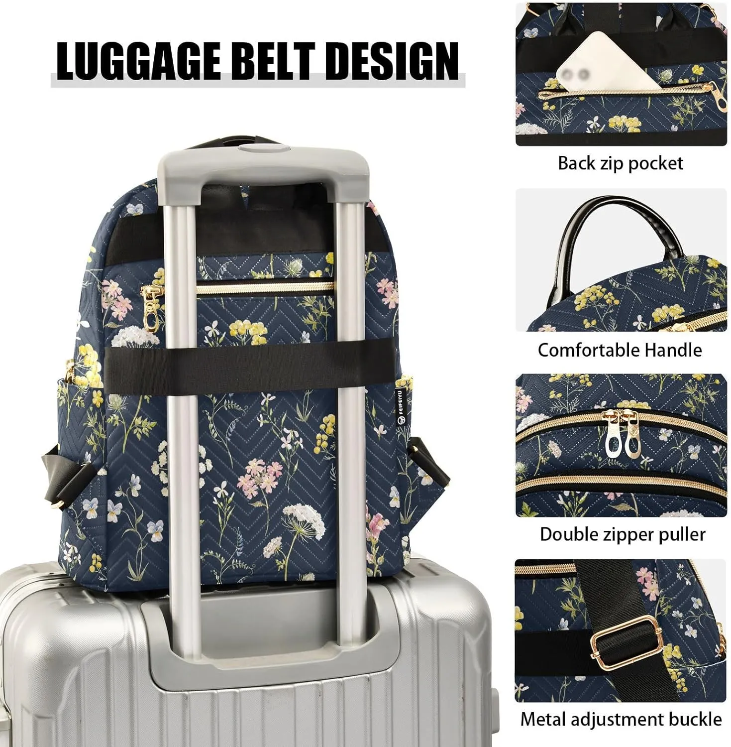 ALAZA Mini Backpack for Women, Wildflowers Tansy Pansies Travel Backpack Purse for Ladies, Small Bookbag Daypack Shoulder Bag M