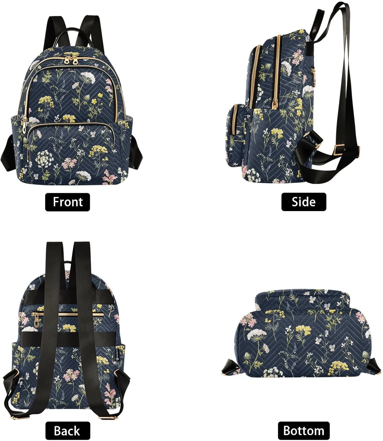 ALAZA Mini Backpack for Women, Wildflowers Tansy Pansies Travel Backpack Purse for Ladies, Small Bookbag Daypack Shoulder Bag M