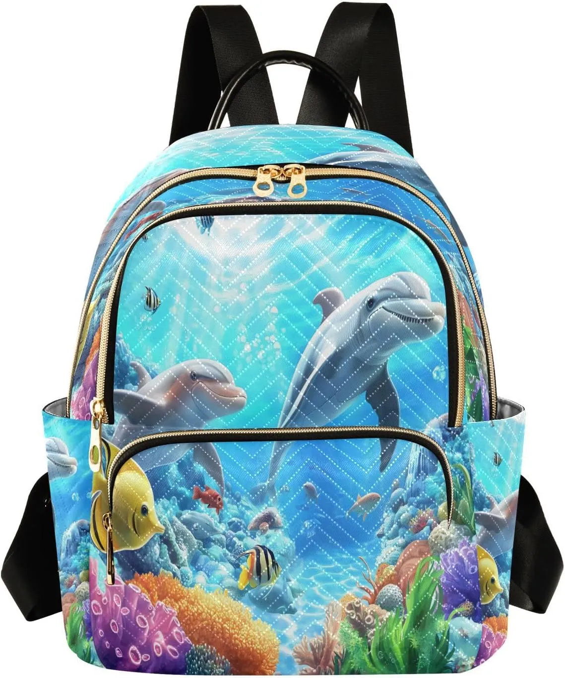 ALAZA Underwater Sea Turtle Fish Coral Mini Backpack Purse for Women Travel Bag Lightweight Shoulder Bag Fashion Daypack