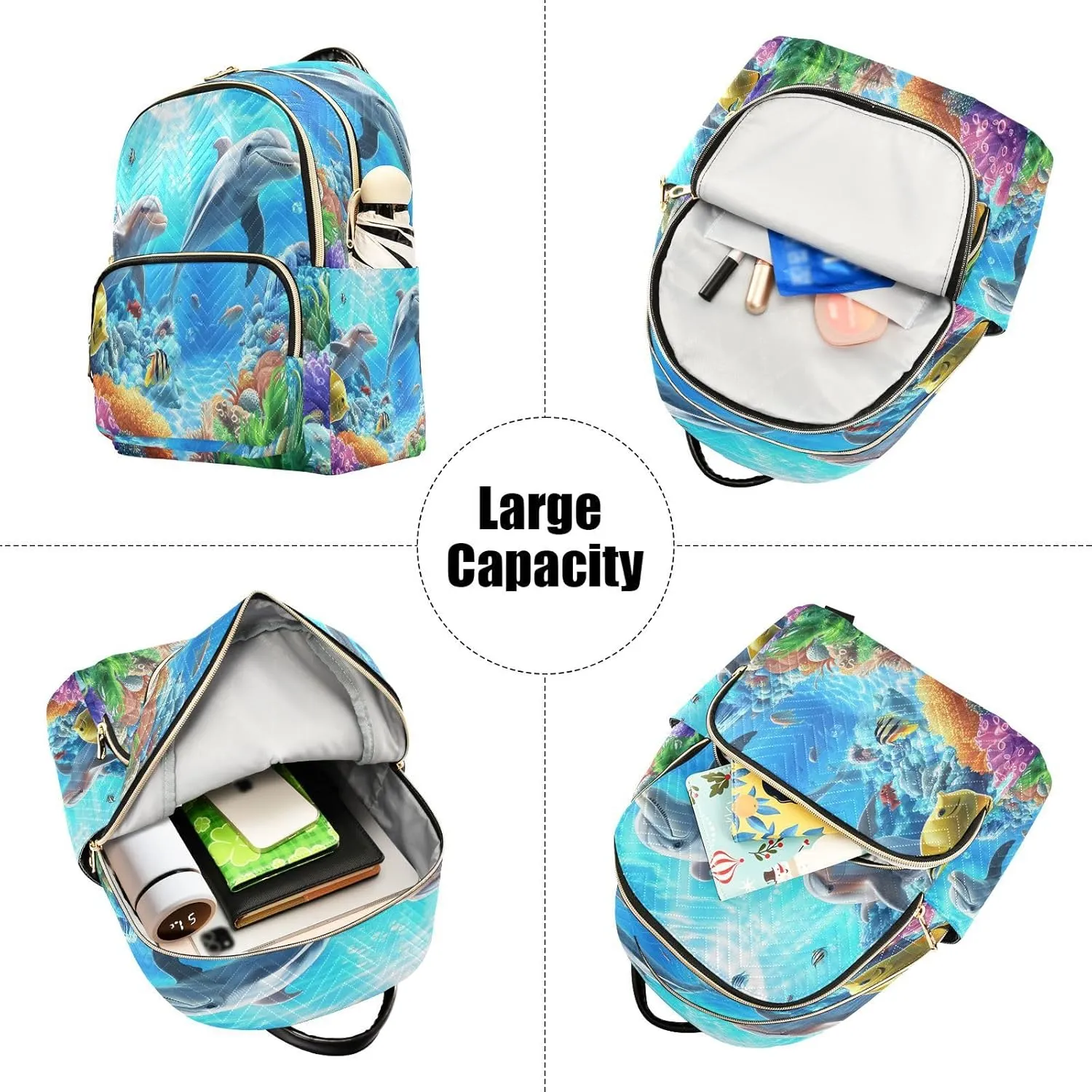 ALAZA Underwater Sea Turtle Fish Coral Mini Backpack Purse for Women Travel Bag Lightweight Shoulder Bag Fashion Daypack