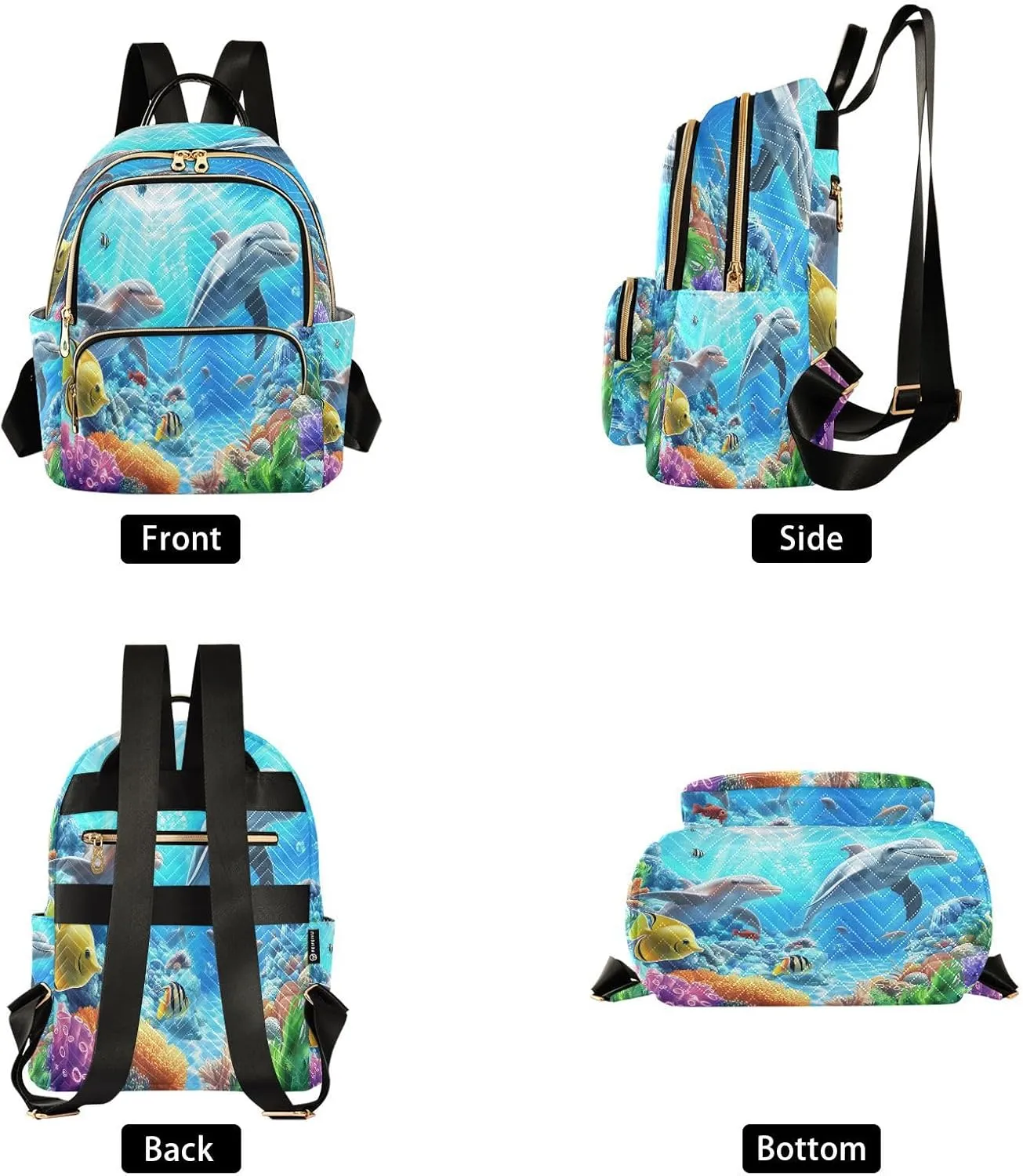 ALAZA Underwater Sea Turtle Fish Coral Mini Backpack Purse for Women Travel Bag Lightweight Shoulder Bag Fashion Daypack
