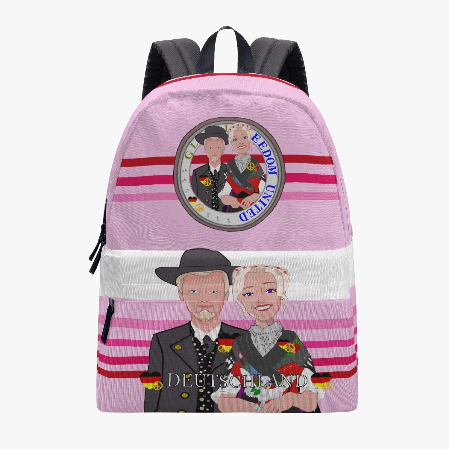 All-over-print Canvas Backpack GLOBAL FREEDOM UNITED COUPLE EDITION GERMANY V1 PINK2