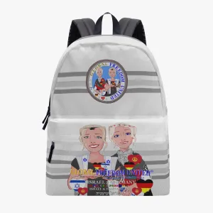 ALL OVER PRINT VANVAS BACKPACK GLOBAL FREEDOM UNITED WOMEN ISRAEL & GERMANY GREY