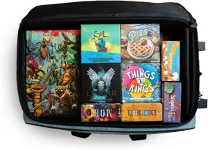 Allplay Rolling Board Game Bag - Fits 7 Standard Boxes - Suitcase/Backpack/Shoulder Strap/Carry Handle - Padded For Protection - Duffle Bag For Travel Or Game Night - Pocket For DND Accessories