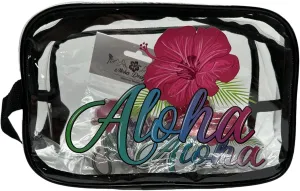 Aloha Designs ALOHA Clear Cosmetic Bag for Women Roomy Makeup Bag Travel Splash-proof Toiletry Bag Accessories Organizer Plus Aloha Gift Kit 1 Aloha Decal, 1 Aloha Magnet & 1 Air Freshener