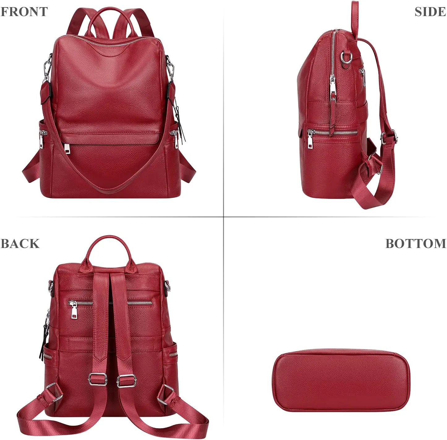 ALTOSY Leather Backpack for Women Elegant Genuine Backpack Purse Ladies Leather Shoulderbag