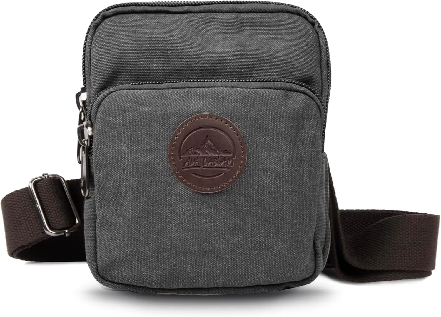 Ama Dablam 16oz Canvas Cotton Crossbody Bag w/Many Pockets | Durable Zippers | Adjustable Straps | For Travel, Gym & Daily