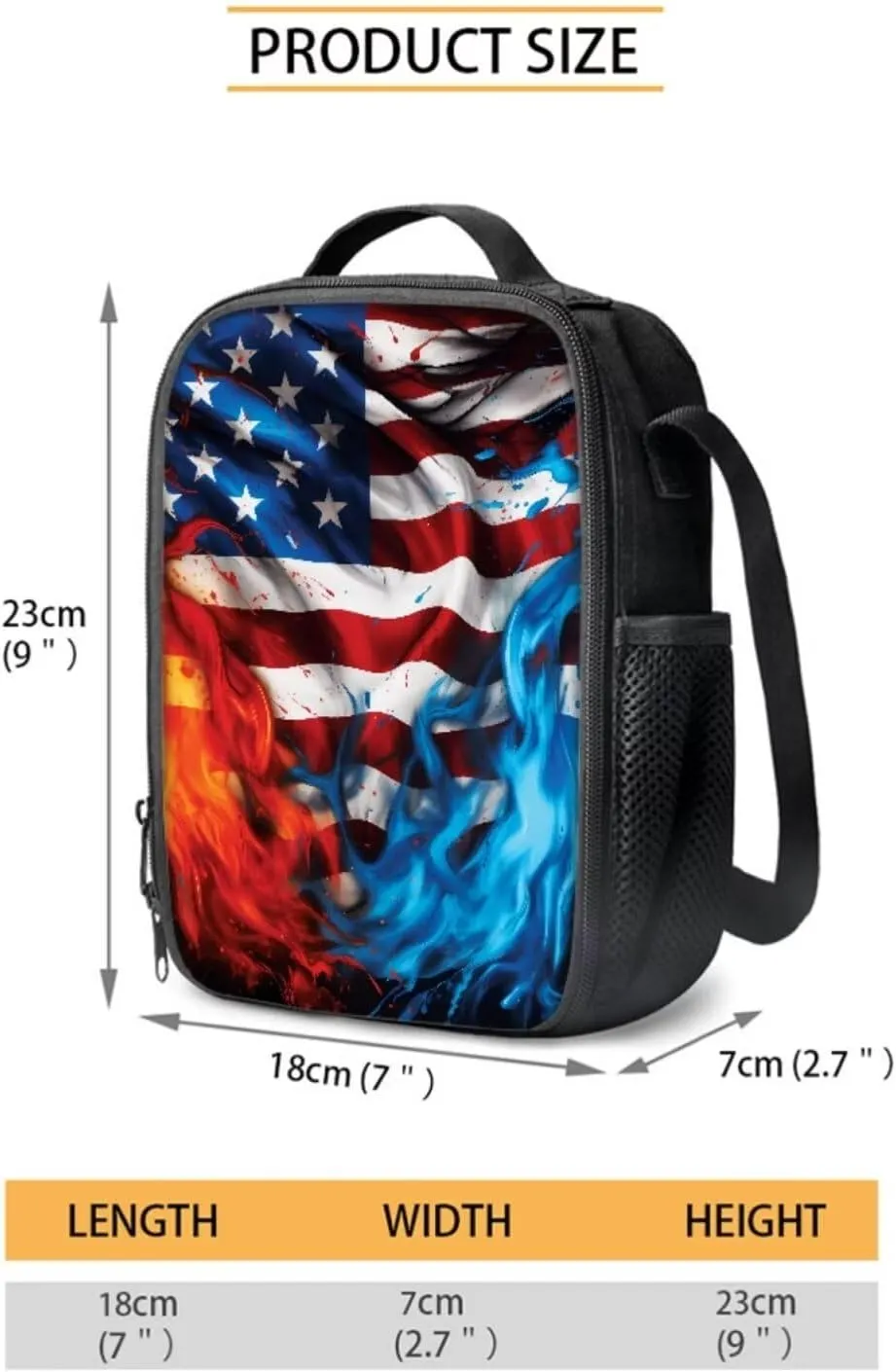 American Flag 3 PCS School Backpack Set 17 inches School Bag Large Capacity Pencil Pen Case Oilproof Leakproof Insulated Lunch Bag for Preschool Middle School Elementary School
