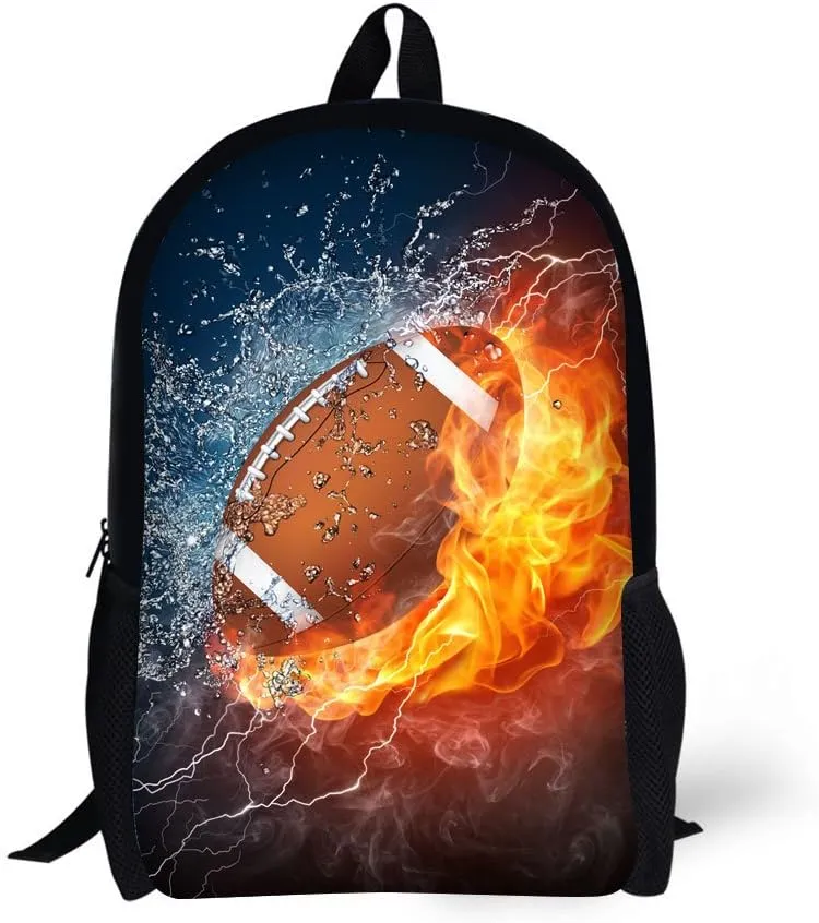 American Football Sports Backpack 17 in Black Boy Backpack,Cool Design Casual Daypack School Bookbags for Man/Kid/Girl/Woman