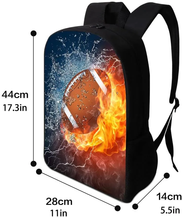 American Football Sports Backpack 17 in Black Boy Backpack,Cool Design Casual Daypack School Bookbags for Man/Kid/Girl/Woman
