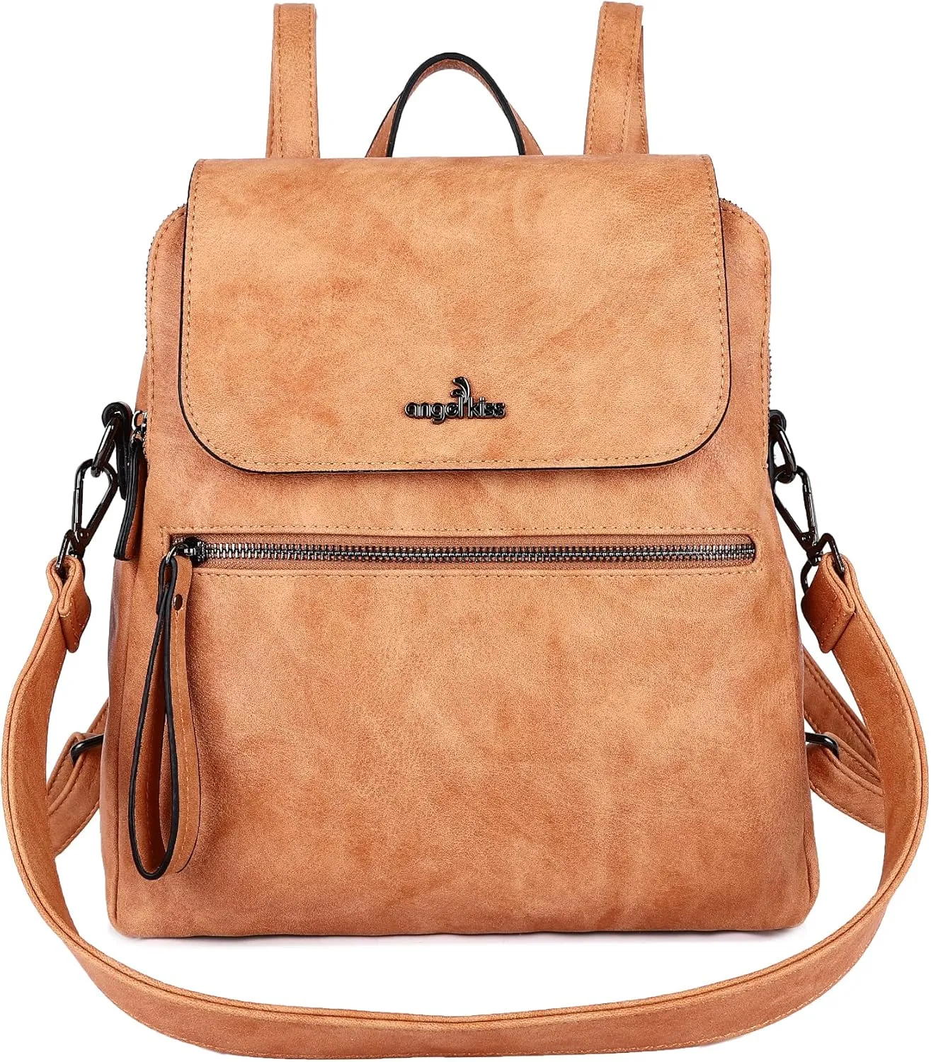 Angel Kiss Backpack Purse for Women Casual Fashion Vegan Leather Shoulder Bag Ladies Zipper Magnetic Flap Backpack