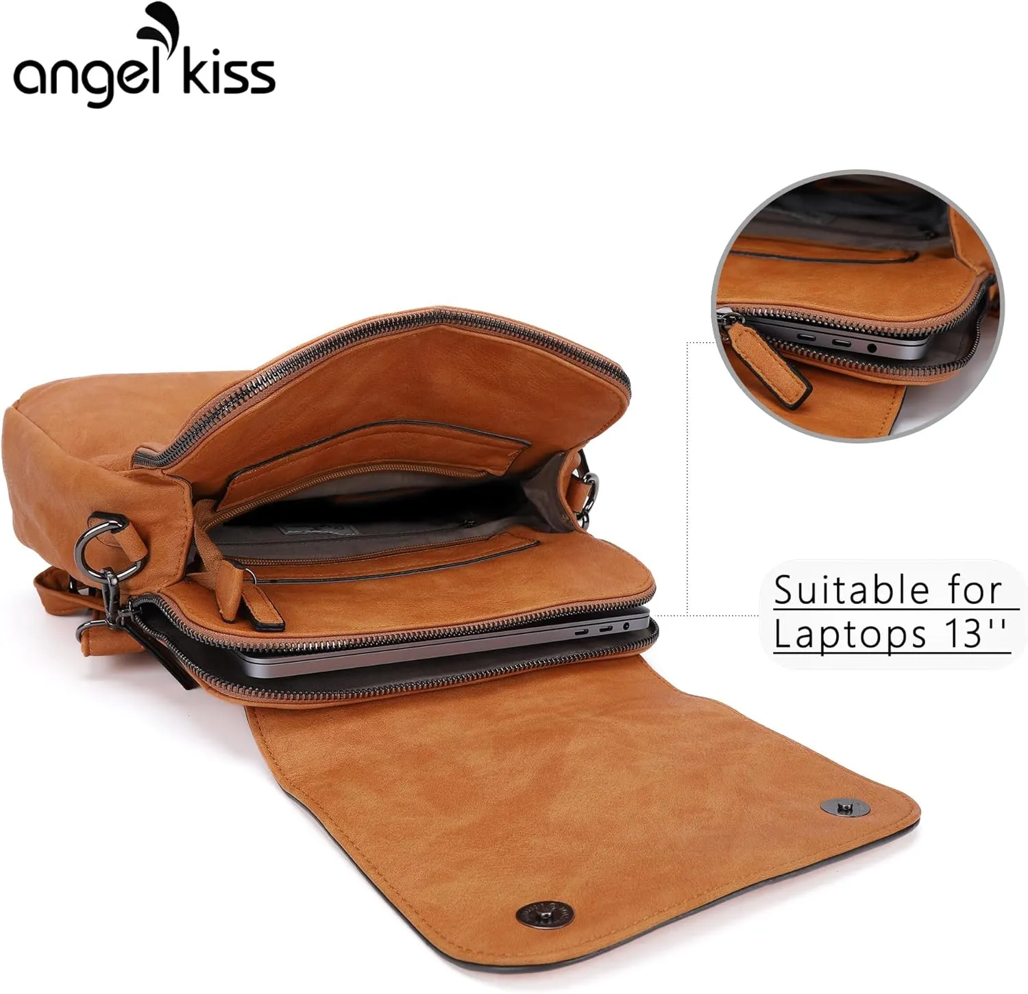 Angel Kiss Backpack Purse for Women Casual Fashion Vegan Leather Shoulder Bag Ladies Zipper Magnetic Flap Backpack