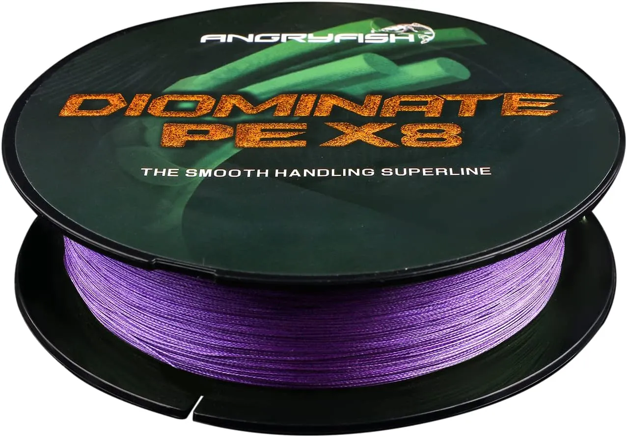 ANGRYFISH Diominate PE 4 & 8 Strands Braided Fishing Line–Abrasion Resistant Superline–Zero Stretch–Excellent Tensile Smooth–High Value(5LB-200LB)