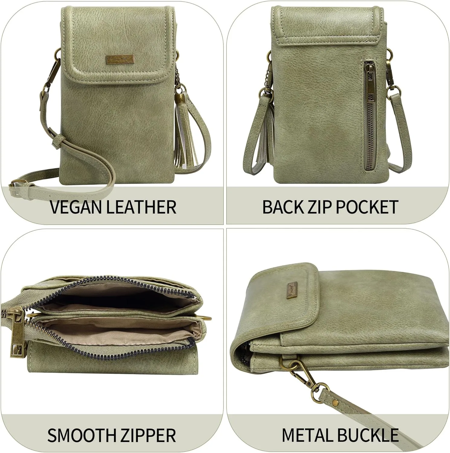 AnsTOP Small Crossbody Bags for Women, Crossbody Cell Phone Bag Tassel Wallet Purses with 2 Strap Best Gift for Women