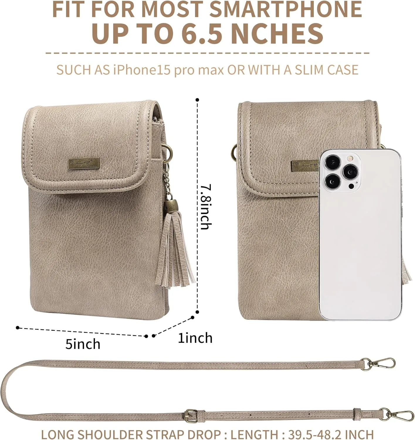 AnsTOP Small Crossbody Bags for Women, Crossbody Cell Phone Bag Tassel Wallet Purses with 2 Strap Best Gift for Women