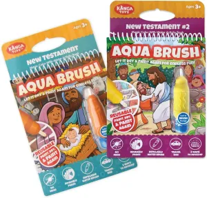 Aqua Brush 2 Pack of The New Testament Color with Water Activity Book, Bible School, Preschool, Elementary, Primary, Christian, Religion, for Kids Ages 3 
