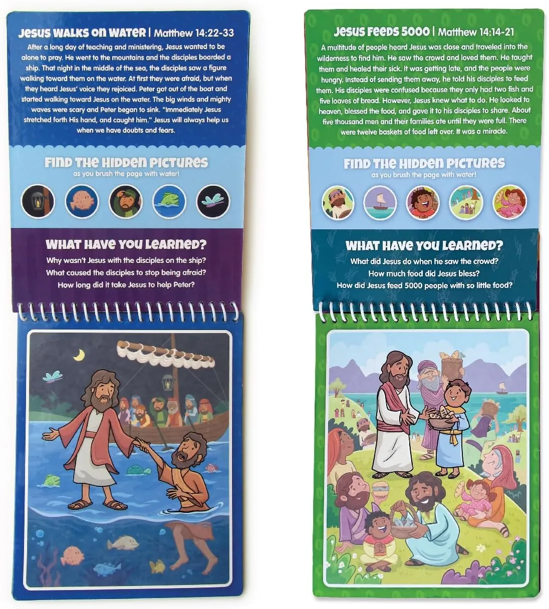 Aqua Brush 2 Pack of The New Testament Color with Water Activity Book, Bible School, Preschool, Elementary, Primary, Christian, Religion, for Kids Ages 3 