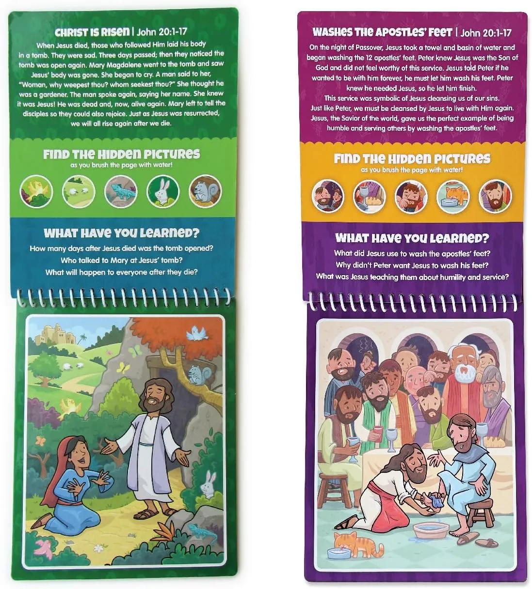 Aqua Brush 2 Pack of The New Testament Color with Water Activity Book, Bible School, Preschool, Elementary, Primary, Christian, Religion, for Kids Ages 3 