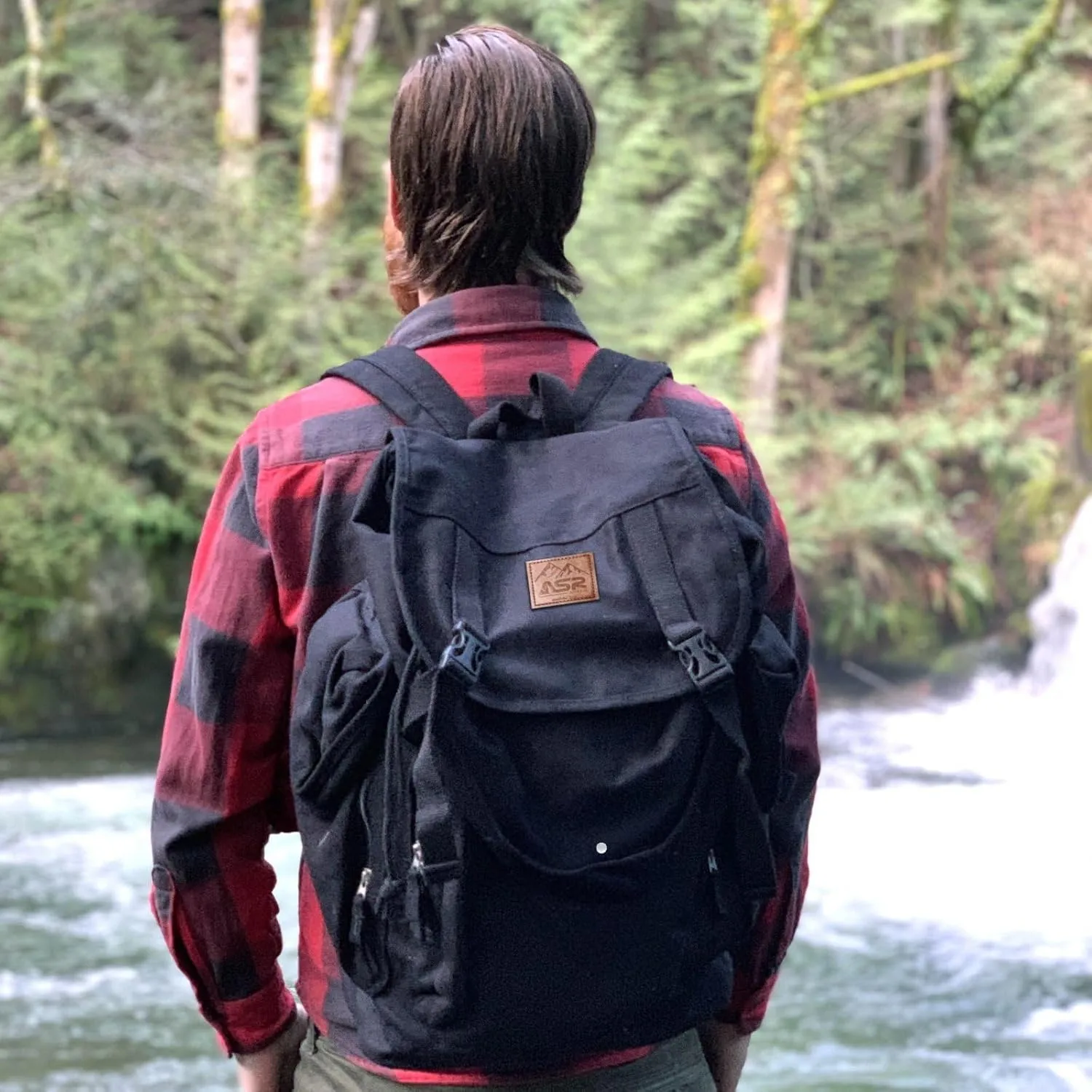 ASR Outdoor 30L Heavy Duty Gold Prospecting Backpack, Canvas Camping Rucksack (Black)