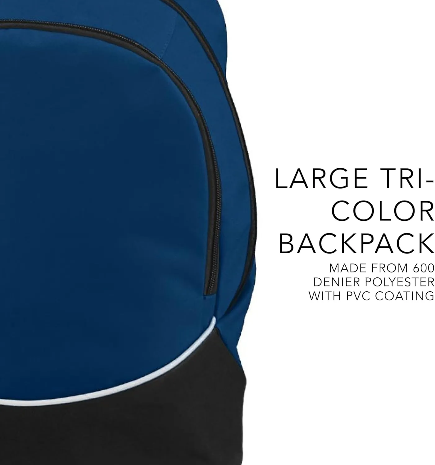 Augusta Sportswear Large Tri-Color Backpack, One Size, Navy/Black/White