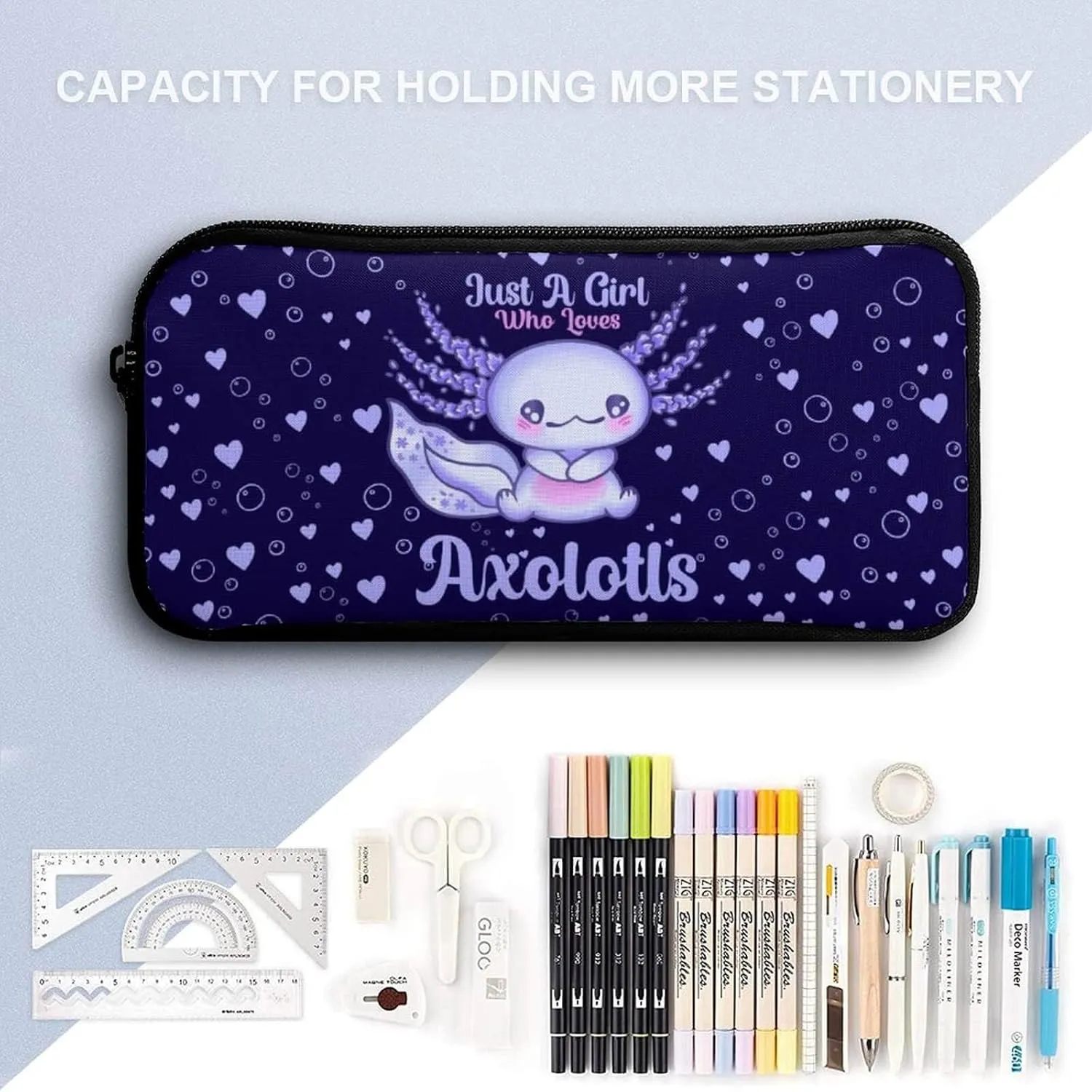 Axolotl Backpack with Lunch Box & Pencil Case for Kids Girls Boys School, 16 Inch Cute Axolotls Bookbag, School Backpack for Students Children, Lightweight, Large Capacity