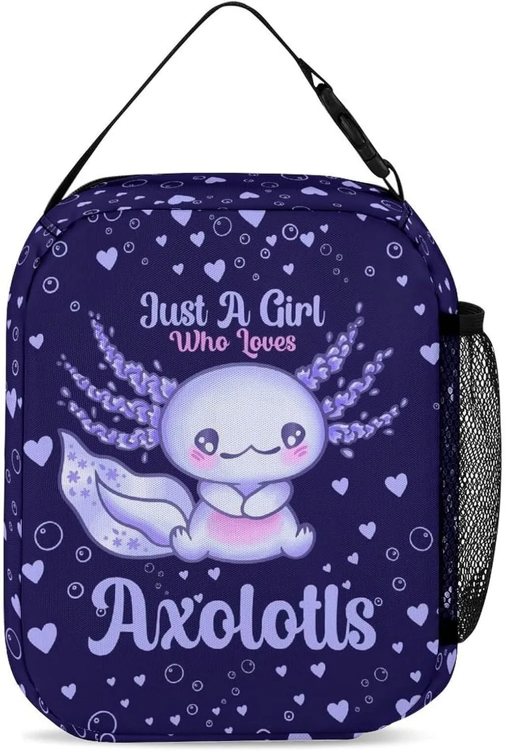 Axolotl Backpack with Lunch Box & Pencil Case for Kids Girls Boys School, 16 Inch Cute Axolotls Bookbag, School Backpack for Students Children, Lightweight, Large Capacity