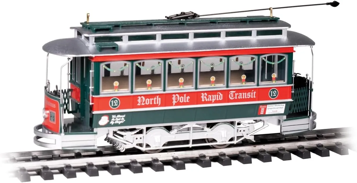 Bachmann Trains - Streetcar - Christmas - North Pole Rapid Transit - Large G Scale