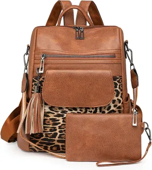 Back Packs，Retro Backpack PU Leather Store Books Umbrella Phone LaptopLarge Capacity for Travel Shopping School